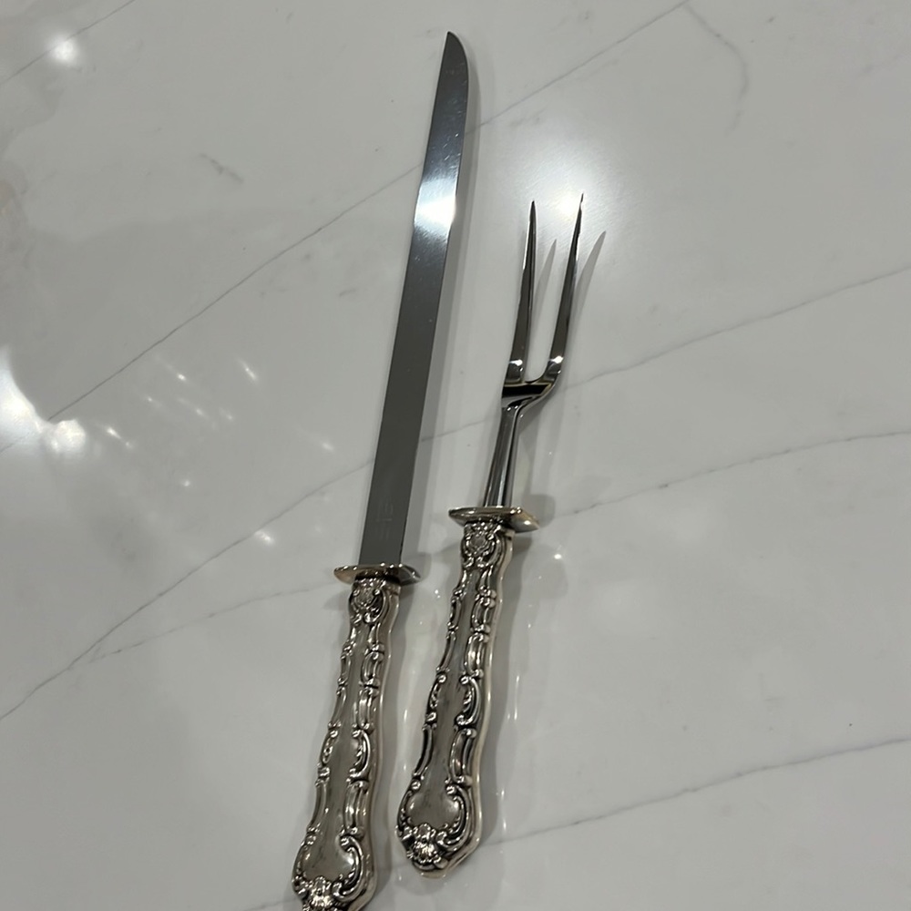 Gorham Sterling Silver carving knife and form set.
